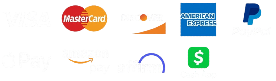 We accept Visa, Mastercard, American Express, Discover, PayPal, and more